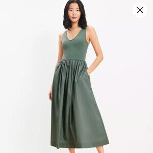 Loft Mixed Media Midi Pocket Dress